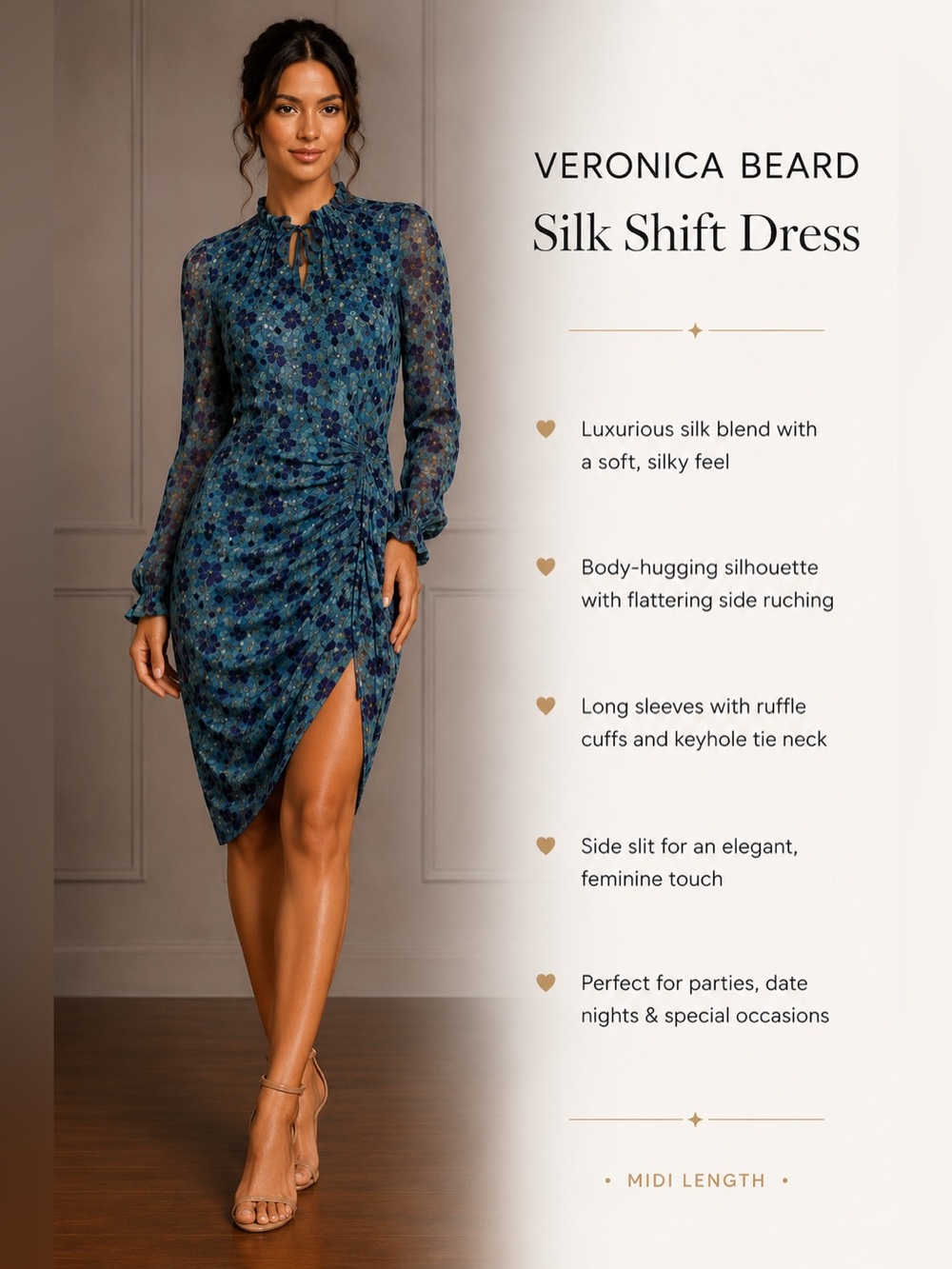 Veronica Beard Teal Silk Dress